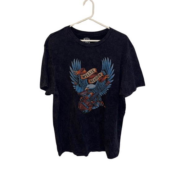 Willie Nelson Blue Short Sleeve Eagle Graphic Tee - Picture 1 of 8
